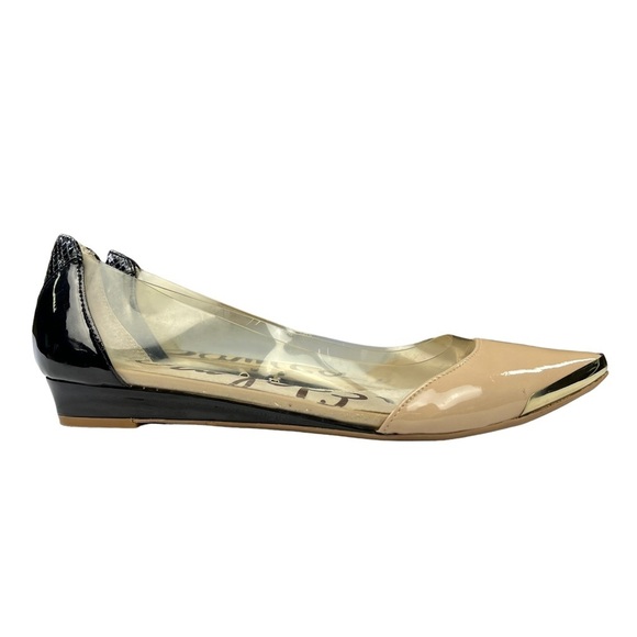 Sam Edelman Isabella Flats Womens Clear‎ Beige & Black Pointed Toe Size 6 - Picture 1 of 9